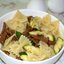 Макаронный теплый салат с цуккини и лисичками маринованными