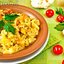 Сабджи со сметаной и зелёным горошком