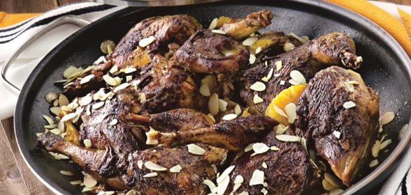 Фазан, тушенный с апельсинами и виноградным соком