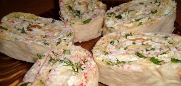 Лаваш с крабовыми палочками и сыром