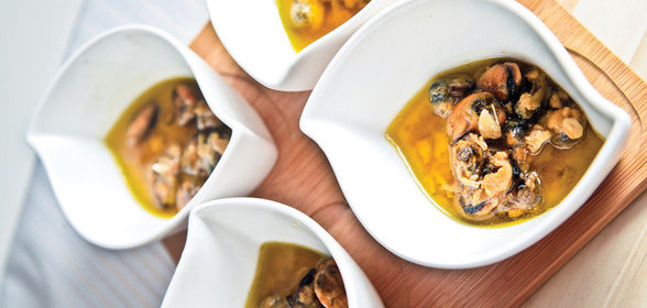 Мидии в чесночном масле