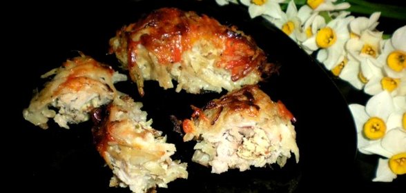 Мясные рулетики в картофельной панировке