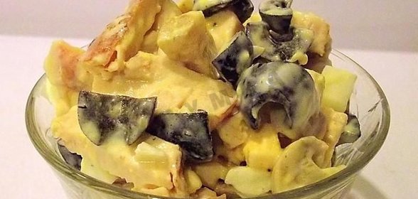 Салат курица с маслинами