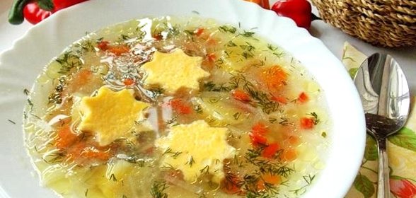 Овощной суп с яичным суфле