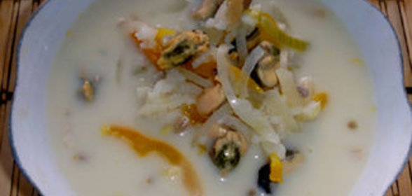 Сливочный суп из мидий с белым вином