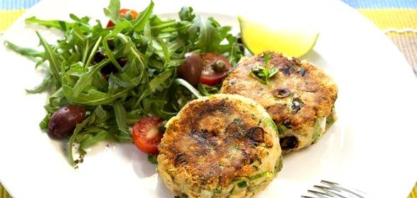 Рыбные котлеты со шпинатом