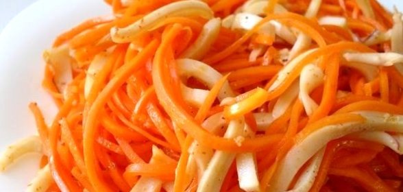 Салат с кальмарами и морковью