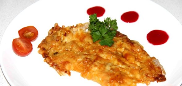 Запеченный морской язык под сыром