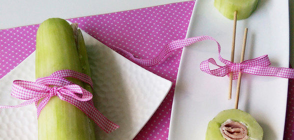 Закуска из огурца с ветчиной