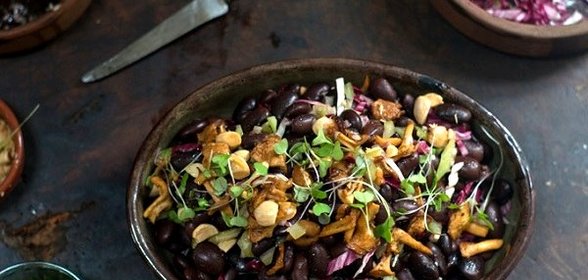 Салат с бобами и грибами