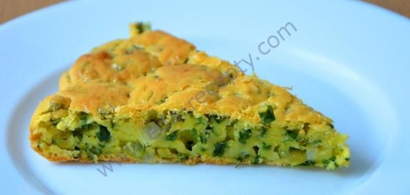 Быстрый заливной пирог с зеленым луком