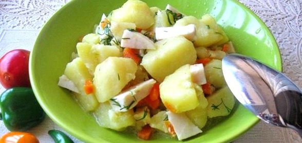 Картофель в сметане с ветчиной
