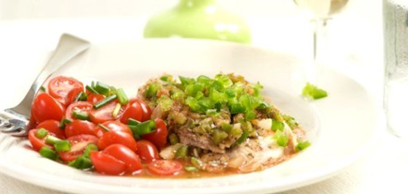 Камбала отварная с овощами