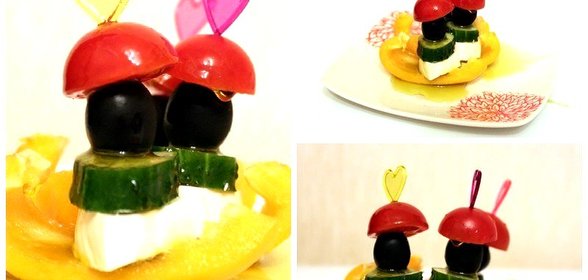 Греческий салат на шпажке