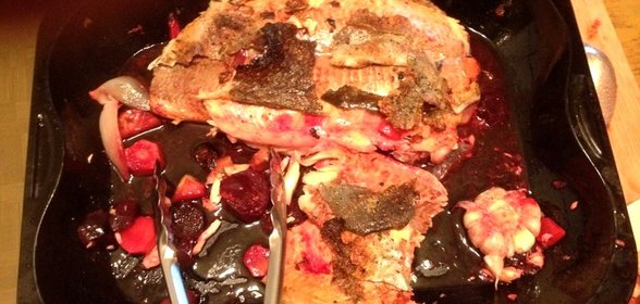 Форель гриль с овощами