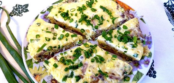 Фриттата с грибами и луком