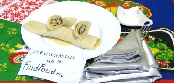 Блины с омлетом и грибами