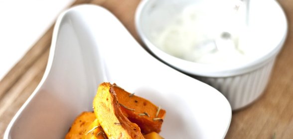 Тыква, запеченная с персиками, ромом, медом и розмарином