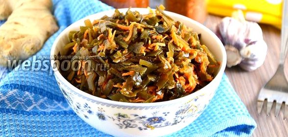 Острая закуска из морской капусты с морковью