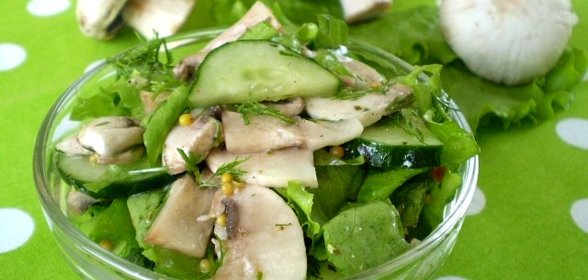 Салат из свежих грибов шампиньонов