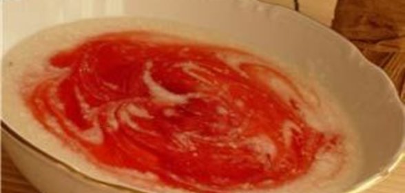 Каша мраморная на миндальном молоке с клюквенным киселем