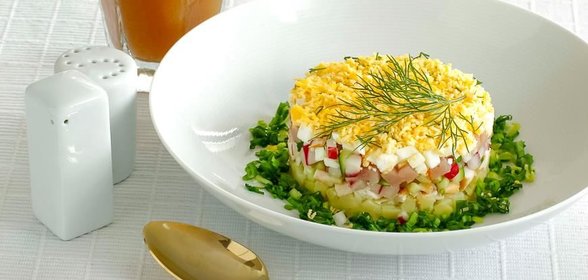 Классическая окрошка на квасе с языком