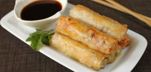 Спринг-роллы со свининой и креветками