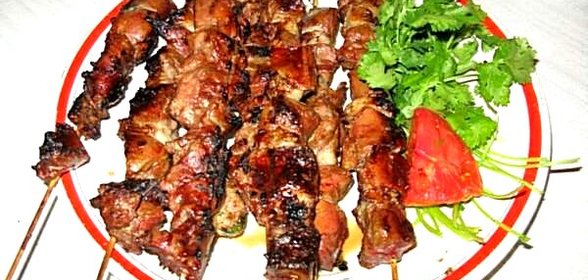 Шашлык из свиной печени