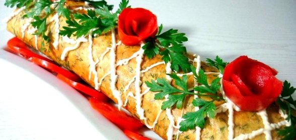 Кабачковый рулет с грибами