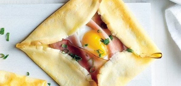 Блинчики с ветчиной и яйцом