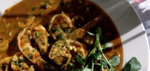 Тайский зеленый карри с креветками