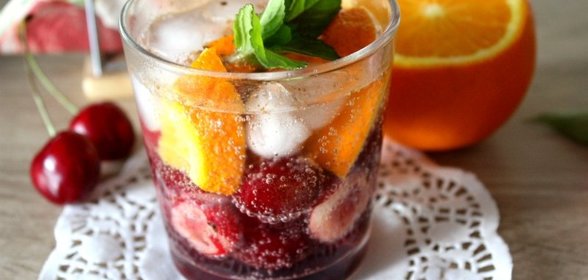Лимонад из черешни и апельсина