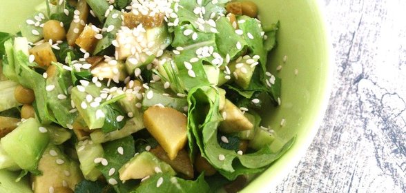 Веганский зеленый салат