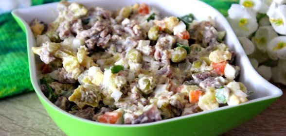 Оливье или любимый салат с говядиной