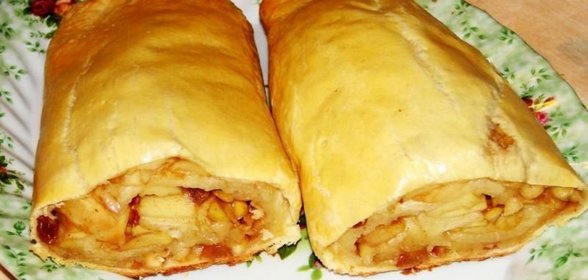 Яблочный рулет тонкий