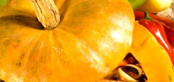 Печеная тыква с тушеным мясом