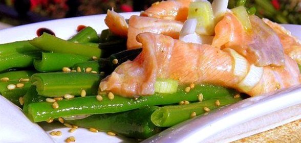 Севиче из семги и зеленой фасоли