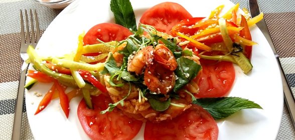 Имбирный «плов» с креветками