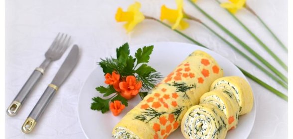 Нежнейший закусочный рулет Цветы весны