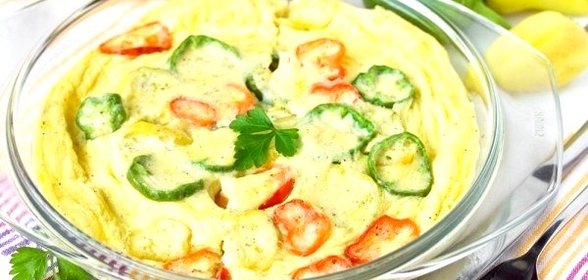 Омлет с пармезаном и сладким перцем в микроволновке