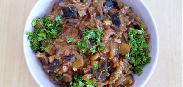 Рагу по-грузински с баклажанами и грецкими орехами