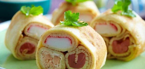 Блинные трубочки с тремя начинками