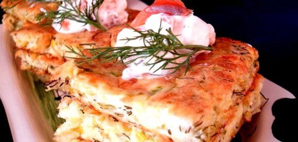 Флан из кабачков с кремом из форели