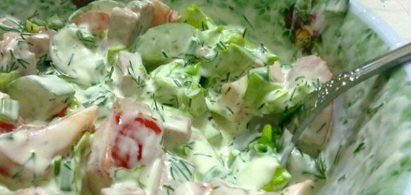 Овощной салат с ветчиной