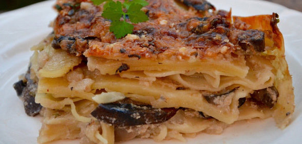 Лазанья с белыми грибами