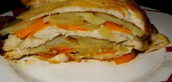 Куриная грудка запеченная с овощами