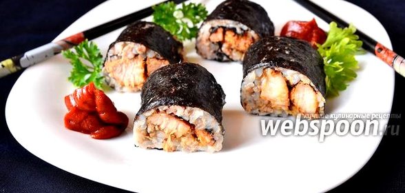 Роллы с гречкой и свиным мясом