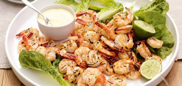 Маринованные креветки на гриле