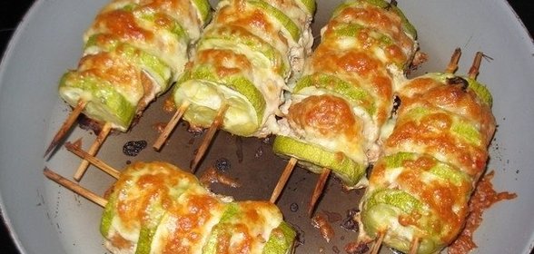 Шашлычки с цукини и фаршем