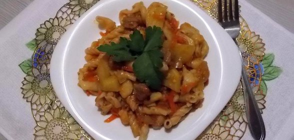 Ленивый бешбармак с фаршем